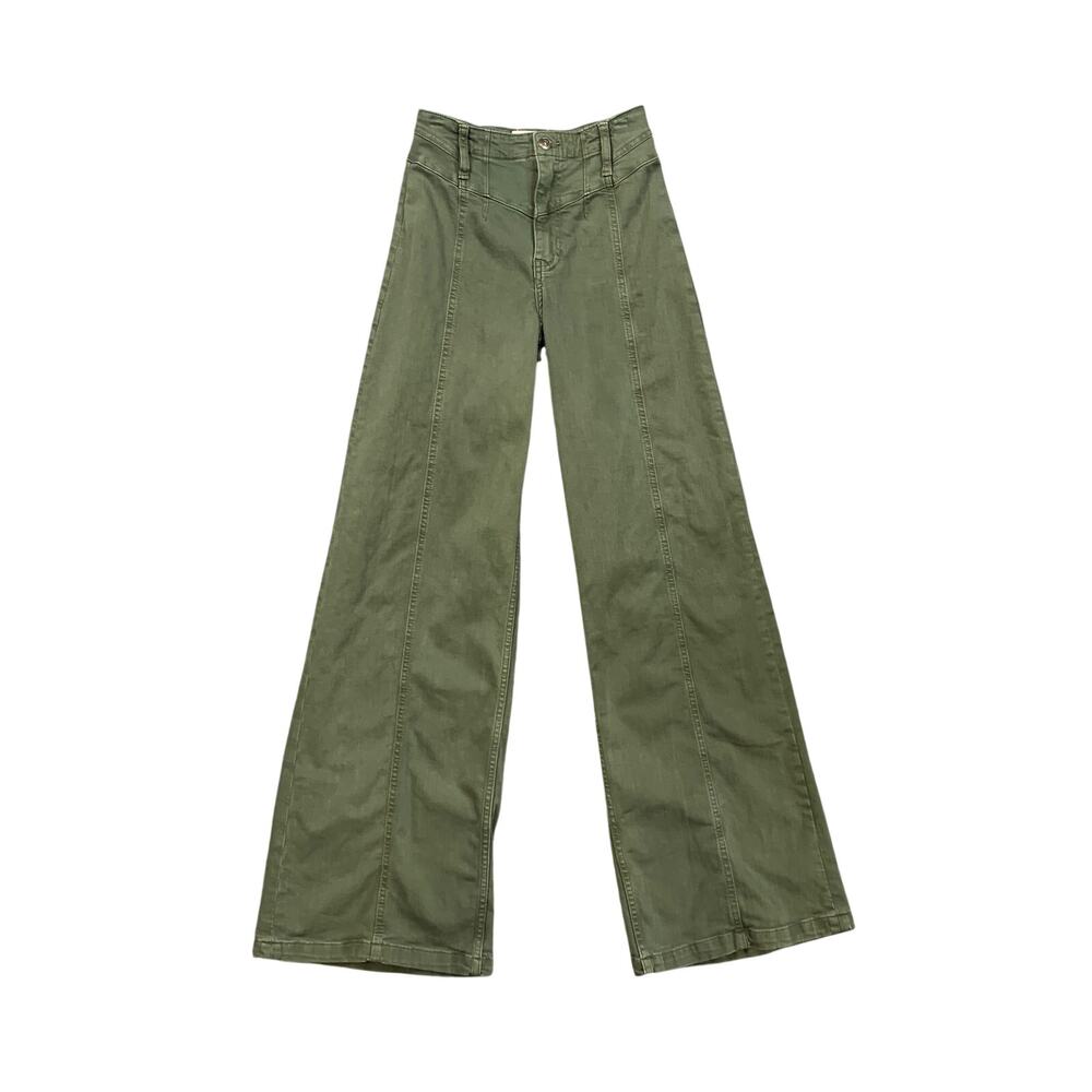 We The Free People Pants Womens 25 Avocado Libre Wide Leg Stretch Casual Trouser